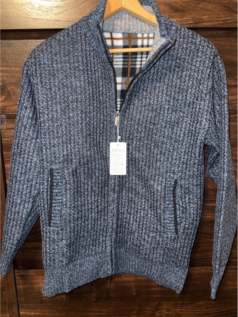 Msmsse Gray Knit Full Zip Sweater Size S